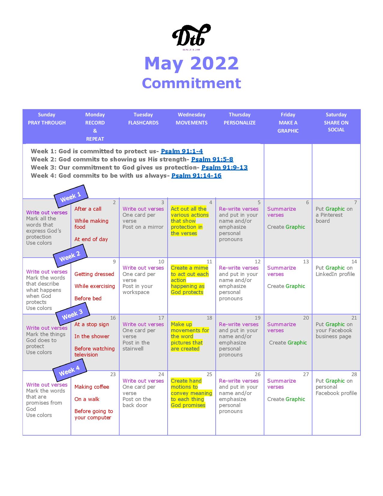 May 2022 Scripture Calendar