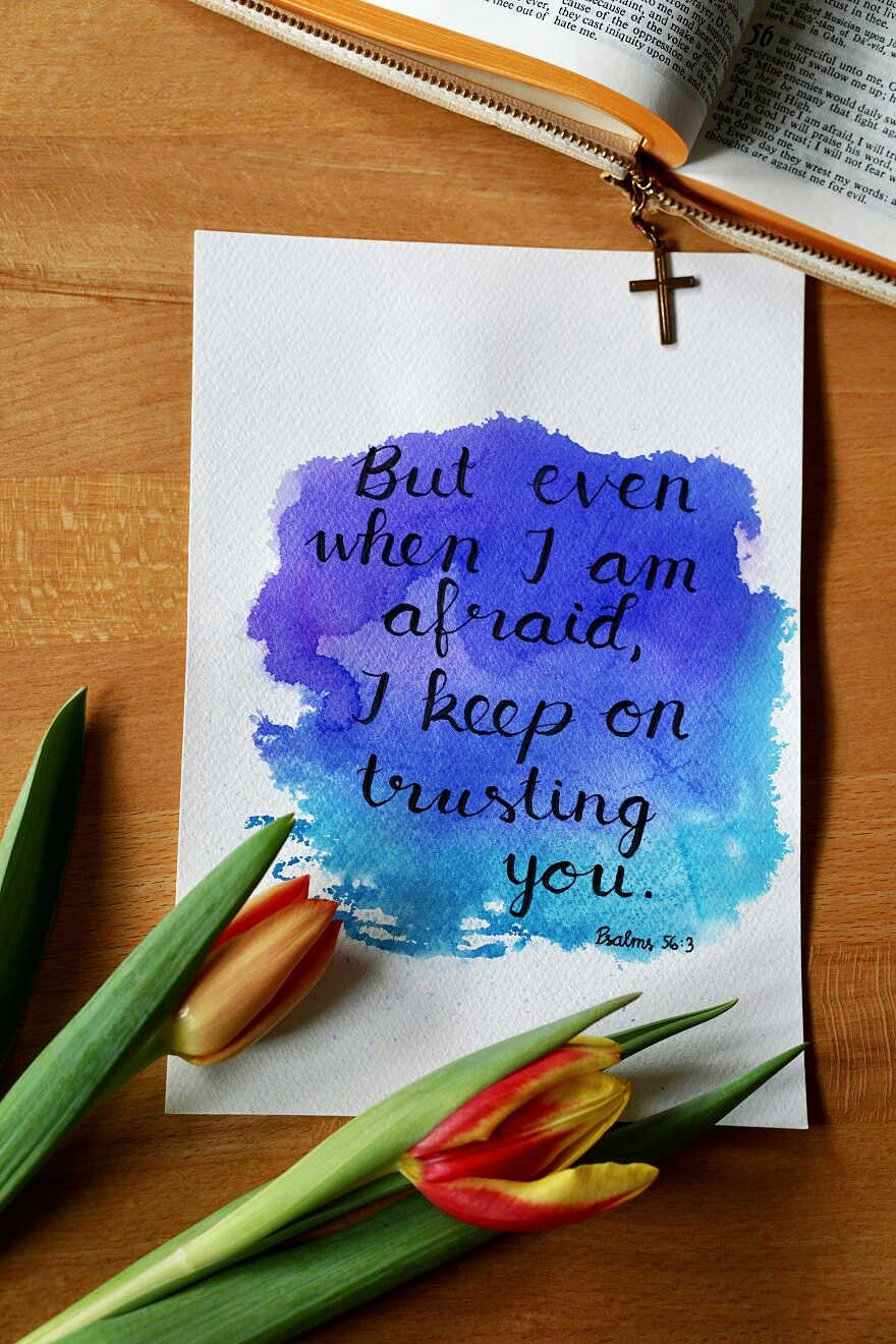 watercolor sign with Psalms 56:3