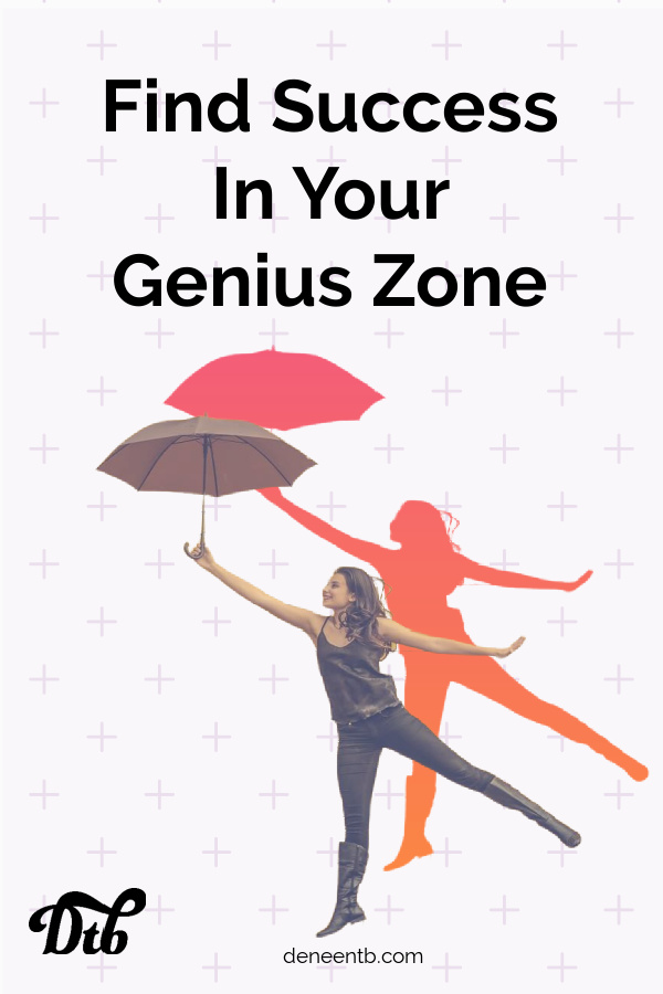 find success in your genius zone woman jumping up with an umbrella