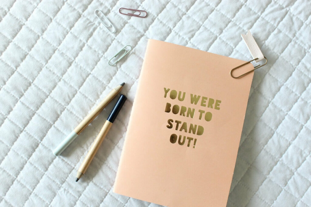 journal cover says you were born to stand out and have the courage to be yourself