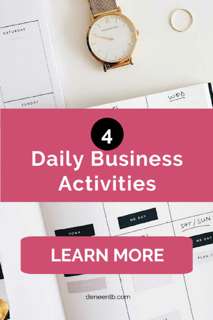 Pinterest Pin that says four daily business activities learn more